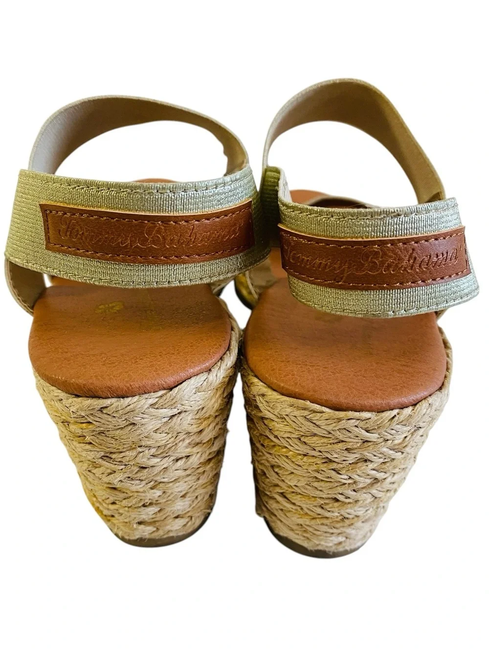 Tommy Bahama Sakura Metallic Sage Green Espadrille Wedge Sandals Size 10